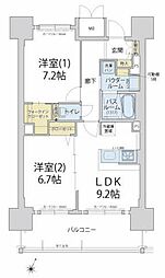 サニープレイス大阪港 2DKの間取図画像