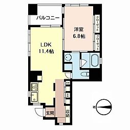 エスティメゾン上町台 1LDKの間取図画像