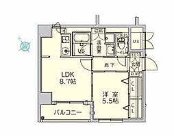 クレスティーク上町台 1LDKの間取図画像