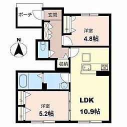 シャーメゾンなごみ 2LDKの間取図画像