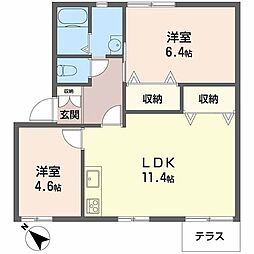 フレグランス宮西 2LDKの間取図画像