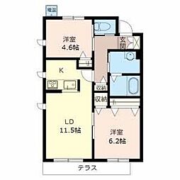 シャーメゾン中之番B 2LDKの間取図画像