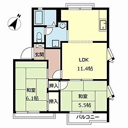 タウニィー・西二見 2LDKの間取図画像