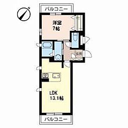 シャルール淡路 1LDKの間取図画像