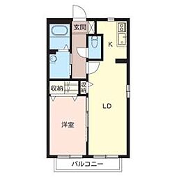 メゾン・ド・オリーヴ2 1LDKの間取図画像