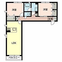 シャーメゾンびいな 2LDKの間取図画像