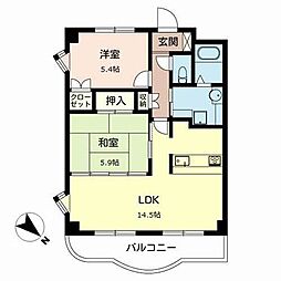 ベルドミール栗東 2LDKの間取図画像