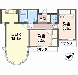 グランドメゾン草津東 2LDKの間取図画像