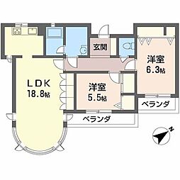 グランドメゾン草津東 2LDKの間取図画像