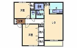 サンシャインヒルズ 2LDKの間取図画像