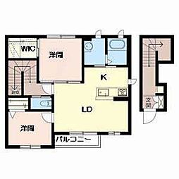 アブニールA 2LDKの間取図画像