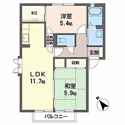 フォーレスKB棟 2LDKの間取図画像