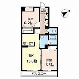 シャーメゾンけやき通り 2LDKの間取図画像