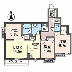 プレジール藤森 3LDKの間取図画像