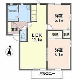 構一番館C棟 2LDKの間取図画像