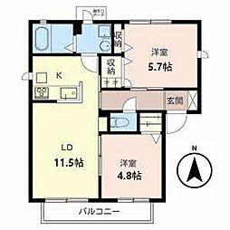 メゾンプルミエール 2LDKの間取図画像