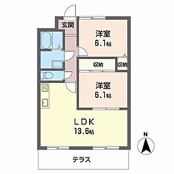 アネモス壱番館 2LDKの間取図画像