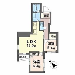 ミルプラトー甲子園 2LDKの間取図画像