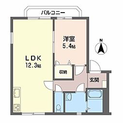 サニーサイドハイツ 1LDKの間取図画像