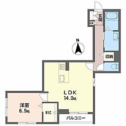 シャーメゾン アプローズM 1LDKの間取図画像