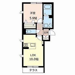 ラ・フロール大倉山 1LDKの間取図画像