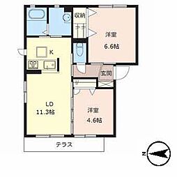 ハイツ太田A 2LDKの間取図画像