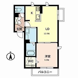 フィオーレさくら島本2 1LDKの間取図画像