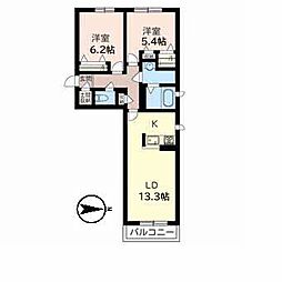 シャーメゾンスノーラベンダー 2LDKの間取図画像