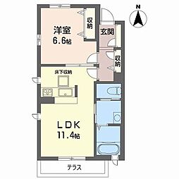檪ハイツ 1LDKの間取図画像