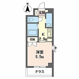 コンソール北園 1Kの間取図画像