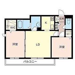 カーサベルデ今市 2LDKの間取図画像