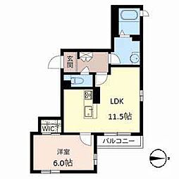 ソレイユ新森 1LDKの間取図画像