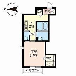 ロンサール 2階1Kの間取り