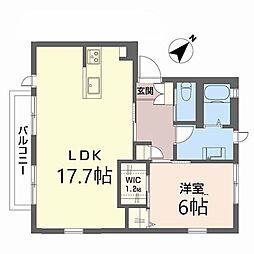 グランミュールA棟 1LDKの間取図画像