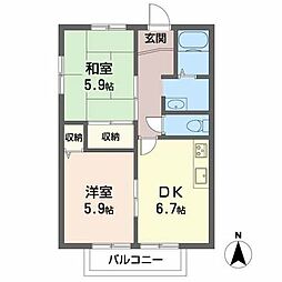 パン・ヴィラージュ 2DKの間取図画像