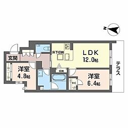 シャーメゾンガーデンズ旭が丘 2LDKの間取図画像