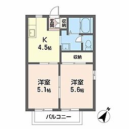 ハイツ 2Kの間取図画像