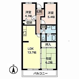 グランデール寝屋川 3LDKの間取図画像
