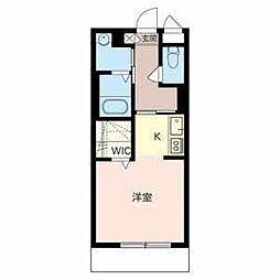 カームリーコート 0102 1階1Kの間取り