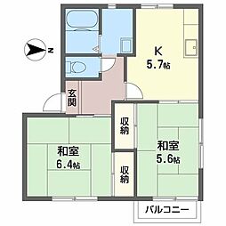 E・Kハイツ 2Kの間取図画像