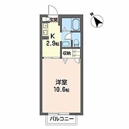 鹿深館 1Kの間取図画像