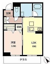 シャーメゾン忠 1LDKの間取図画像