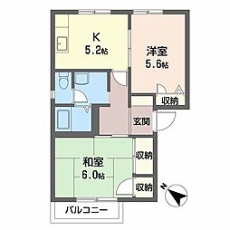 ウエストヴィレッジ壱番館 2Kの間取図画像