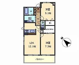 サニング・パレス 2LDKの間取図画像
