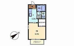 ろっこいち 1Kの間取図画像