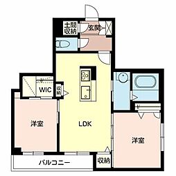 グランリシェス大津京 2LDKの間取図画像