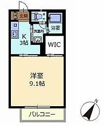 エフティコート 1Kの間取図画像