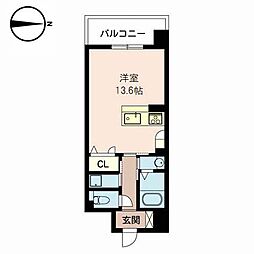 ラ・トゥール上本町 ワンルームの間取図画像