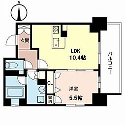 プロムナード南堀江 1LDKの間取図画像