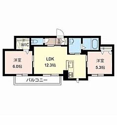 カームコート 2LDKの間取図画像